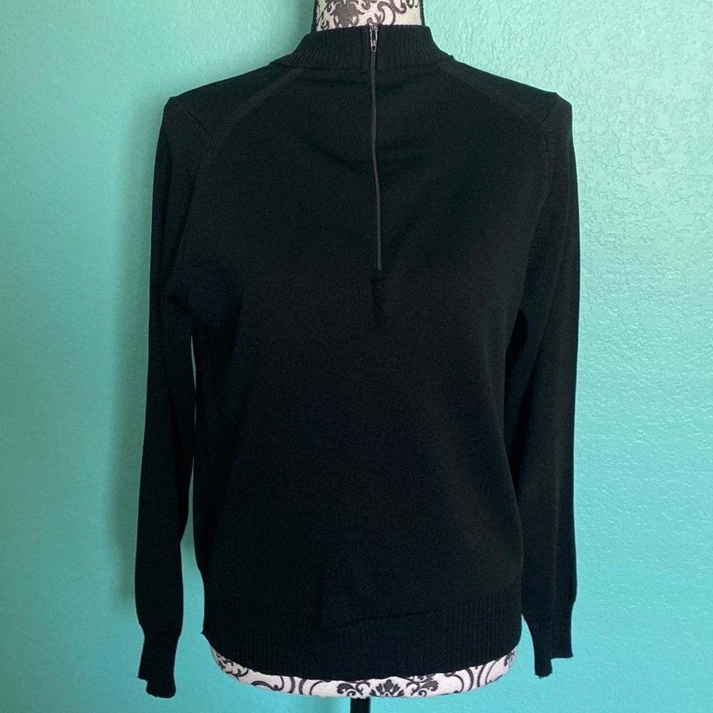 Givenchy Sport Pure Black Partial Zip Knit Sweater Top